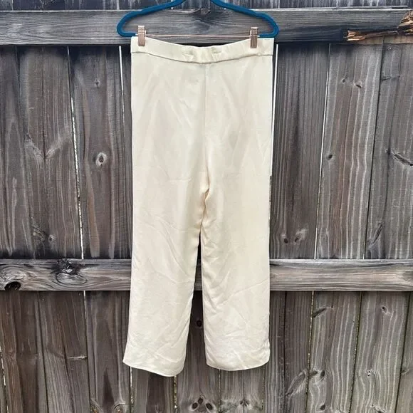 St. John's Vintage High-Waisted Silk Cream Trousers - Petite - Picture 4 of 6